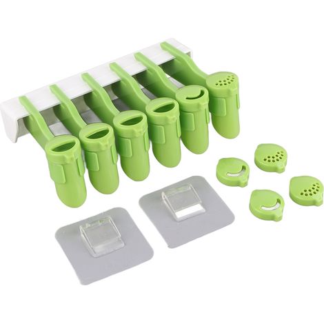 Porte-pinces à sachets d'épices rotatif mural 6 trous vert pur, support pour clips d'assaisonnement avec fermeture doseuse, pour cuisine taille unique (1/5)