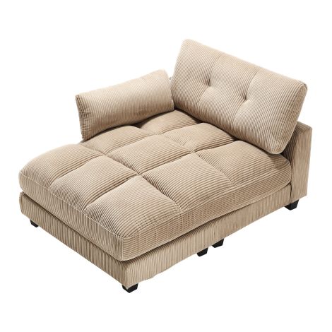 Fauteuil relax kaki velours rayé, 3 porte-gobelets et poche latérale