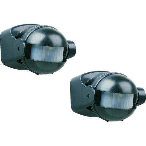 2er Pack Bewegungsmelder schwarz, 12m/180° einstellbar Zeitintervall (1/3)