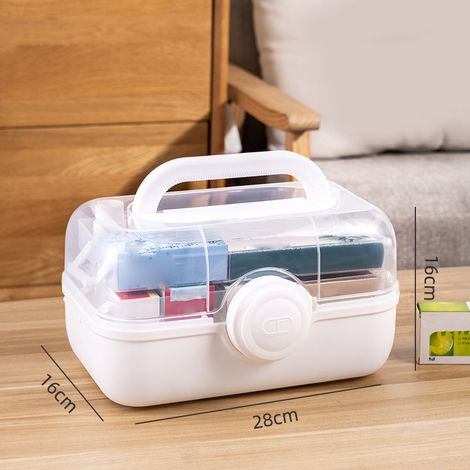 Boîte de rangement pour médicaments en plastique à plusieurs niveaux, grande capacité, armoire à pharmacie pour la maison, blanche (moyenne) (1/5)