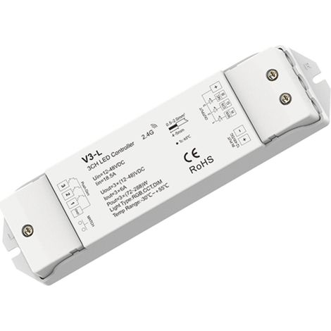 Controlador RGB / CCT / Monocolor 12-48V DC - 18A (6A/canal)