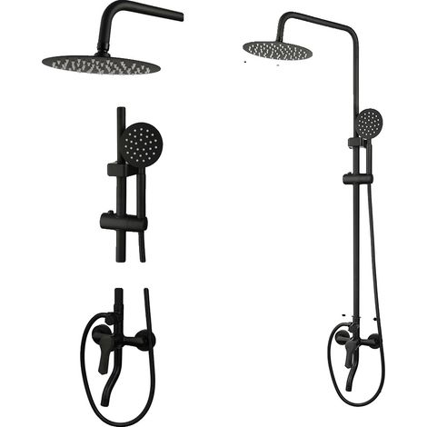 Sistema de ducha, ducha de lluvia y ducha de mano, montaje en pared, conjunto de ducha redondo B (1/2)