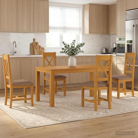 vidaXL Ensemble de salle à manger 5 pc Gris Bois de chêne massif (1/5)