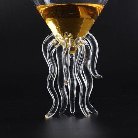 Verre à cocktail pieuvre transparent, tasse en forme de pieuvre, verre méduse pour boissons. (1/4)