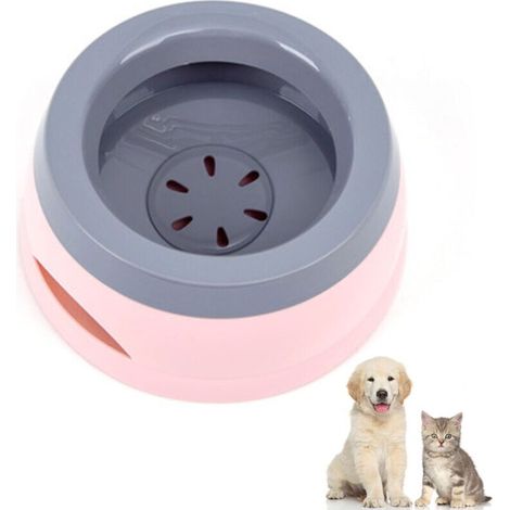 No Spill Dog Water Bowl for home and travel, no more wet floors or messy spills and drips, pink (1/5)