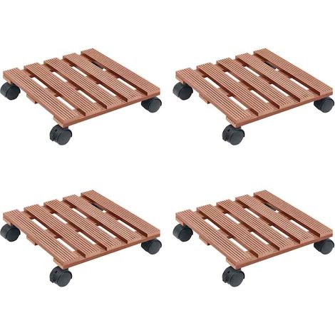 vidaXL Soportes con ruedas para plantas 4 uds marrón WPC 30x30x7,5 cm (1/5)