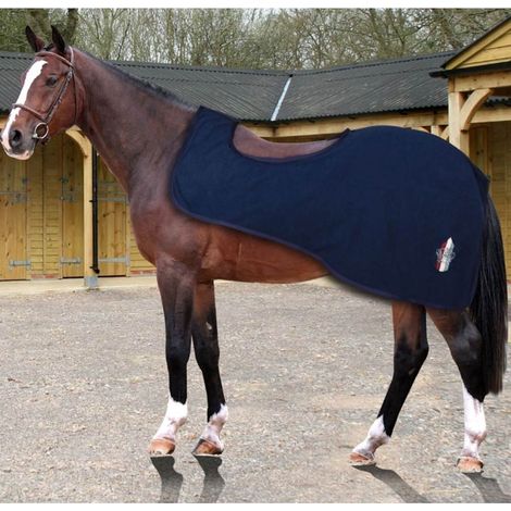 155 cm, Blu: Coprireni in pile con chiusura superiore a strappo modello Crown Stripes