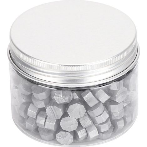 200 Pcs Cachets de Cire Octogonaux Nacrés pour Enveloppes, Documents et Invitations de Mariage - Argenté