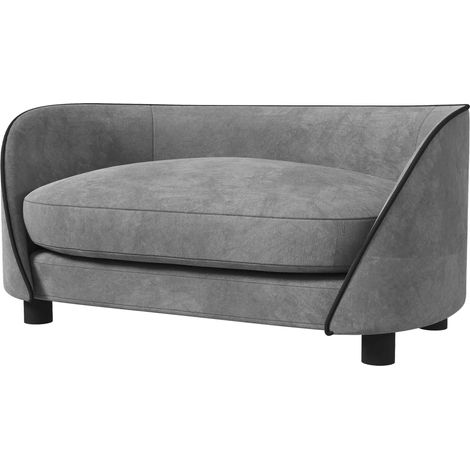 Canapé pour chien avec coussin doux housse amovible et lavable revêtement en velours néerlandais gris