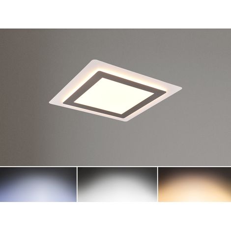 Flache LED Deckenleuchte MORGAN Silber Fernbedienung dimmbar Quadrat, 45cm (1/5)