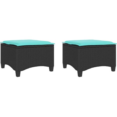 Tabourets jardin coussins 2 pcs noir 55x55x36 cm résine tressée vidaXL (1/5)