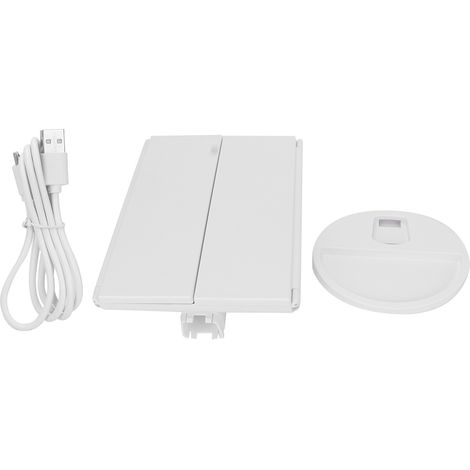 Miroir de Maquillage LED à Trois Faces avec Grossissement, Miroir de Vanité Lumineux pour Femme - Blanc (1/5)
