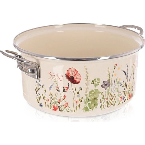 Enamel Pot, Cream, 26 cm, 5L, Oven & Dishwasher Safe (1/5)