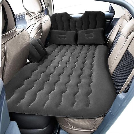 Matelas Gonflable de Voiture Multifonctionnel Pliant siège air d'auto + 2 oreillers, lit Gonflable de Voyage siège arrière Voiture avec Pompe à air électrique, Pliable pour Voyage, Camping