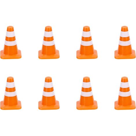 8pcs Mini Cônes Signalisation, Petits Cônes de Sécurité 3,5cm Mini Panneaux d'Avertissement Panneaux Sécurité Routière Barricades pour Scènes de Rue Miniatures (1/5)