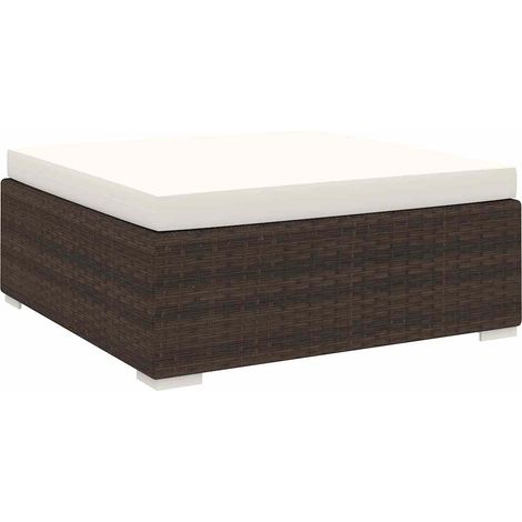 Modular-Fußhocker 1 Stk. + Auflagen Poly Rattan Braun vidaXL