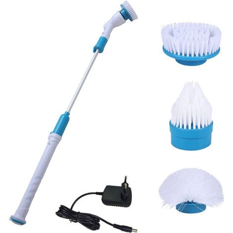 Cleaning Brush Brosse De Nettoyage Electrique + 3 Tetes De Brosse Pour Toilettes, Douche, Cuisine,Voiture, Salle De Bain