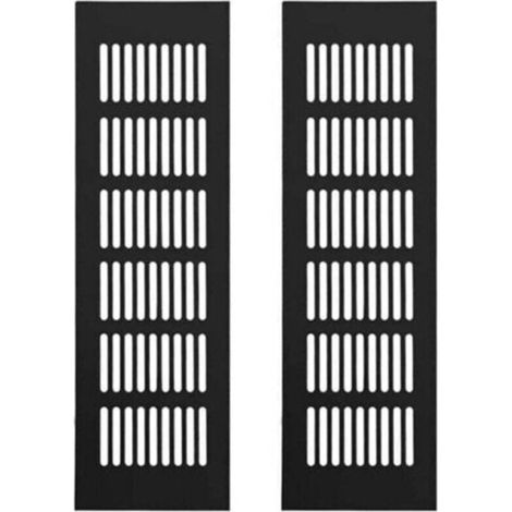 Grille Aération Aluminium 2 Pièces Grille d'Aeration Grille de Ventilation Rectangulaire Grille d'Aeration en Alliage Grille Daération Extérieure pour la Ventilation Noir 250 X 80mm