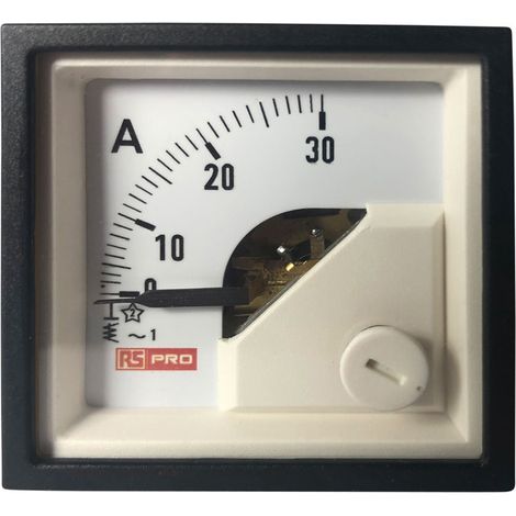 Ampèremètre analogique de panneau V c.a. RS PRO, Echelle 30 (Input, Scale)A, 48mm x 48mm ( Prix pour 1 ) (1/3)