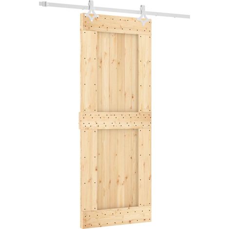 Schiebetür Natürlich und Weiß 80 x 210 cm Massivkiefer vidaXL (1/5)