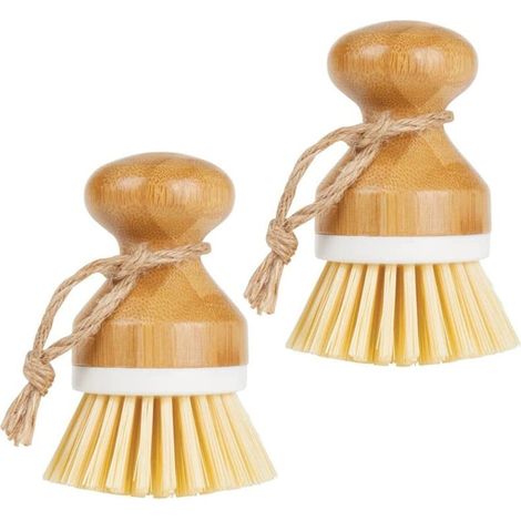 Brosse à main en bambou pour fruits et légumes, lot de 2, poils (1/4)
