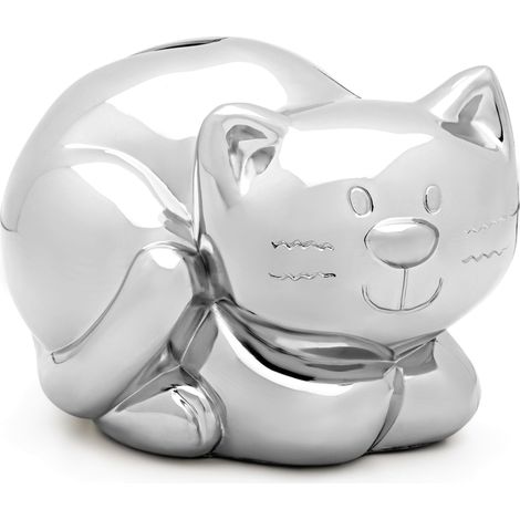 Tirelire en argent pour enfants, élégante, cadeau chaton Taille: 93x75x81 mm UGS : ZV6006060