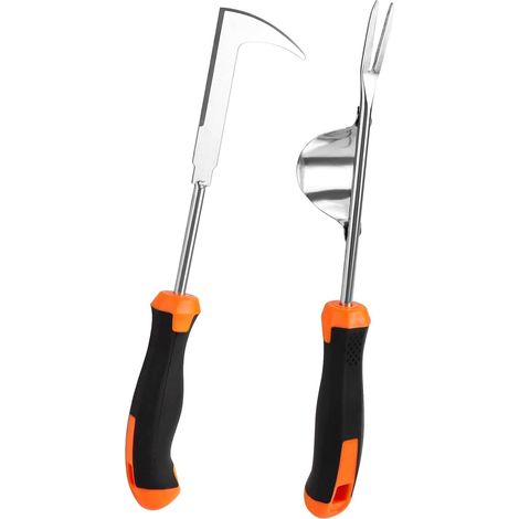2 Pièces Désherbeur Manuel Acier Inoxydable, Désherbeur de Fissures, Outil d'arrachage de Mauvaises Herbes, Arrache Racine Outil Gouge Désherbage pour Désherber Votre Jardin, Creuser (1/5)