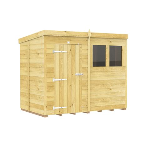 8 x 5 Feet Pent Shed - Single Door With Windows - Wood - L147 x W243 x H201 cm