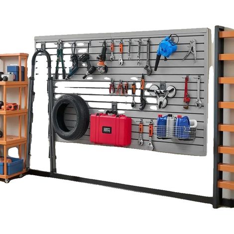 Pannello a doghe, in PVC, dimensioni 1225 x 2450 mm, compatibile con vari accessori per utensili, installazione semplice, ideale per l'uso in garage e officina. (1/5)