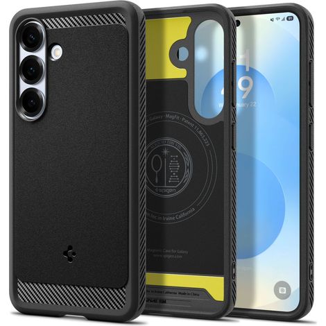 Funda Spigen Rugged Armor MAG MagSafe para Galaxy S25, color negro mate. (1/5)