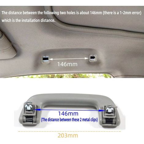 Grauer Haltegriff für das Autodach mit universellem Haken links/rechts für Toyota Corolla, Rav4, Yaris, Vios, OEM: 74610-52020 (Haltegriff vorne ohne Haken (beige), 1 Stück) (1/4)