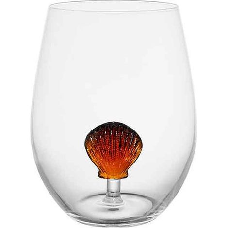 Verre coquillage ambré 10x12x10cm (1/3)
