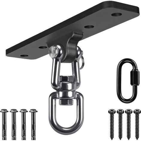 Suspension Le Hamac Suspendre la Balançoire Ensemble de Support Pivotant 360 avec Mousqueton pour Suspendre Un Sac Lourd, Une Chaise Hamac, Support Mural en Bois/Béton, Jusqu'à 600lbs (1/5)