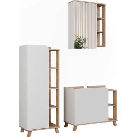 Badmöbel-Set Karen, Sonoma/Weiß, 3 Teile, Vicco