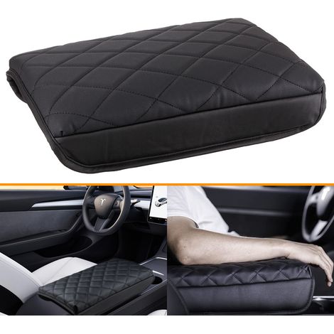Car accessory for Tesla Model 3 Y: center console armrest cover, height-increasing protective pad, armrest glove - PU leather - (1/4)