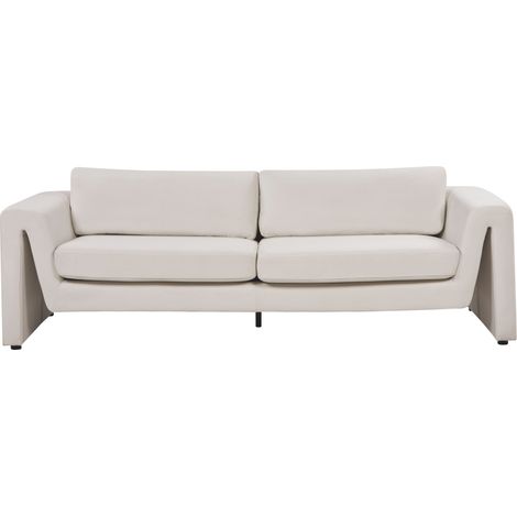 Sofá moderno 3 plazas respaldo acolchado terciopelo reposabrazos beige Maunu