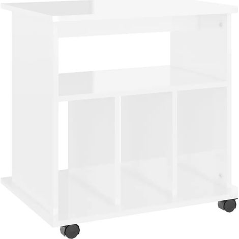 Armoire à roulettes moderne 60 x 45 x 60 cm facile à déplacer esthétique en bois d’ingénierie blanc brillant (1/4)