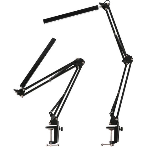 Langarmige, klappbare Schreibtischlampe mit LED- und USB-Leselicht, 12 W, schwarz, zum Lernen und zum Schutz der Augen (1/5)