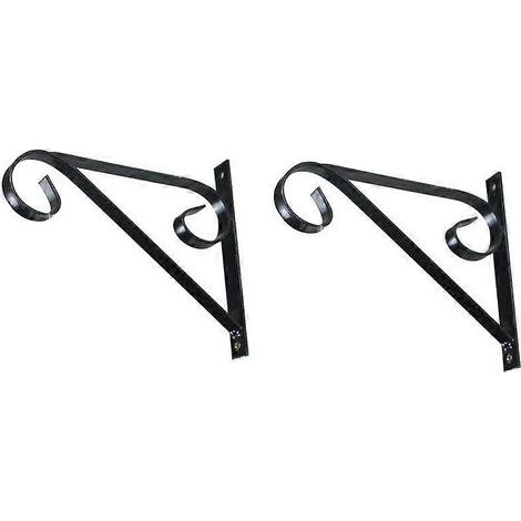 Crochets pour pots de fleurs, supports de suspension en fer, lot de 4, finition noire (1/5)