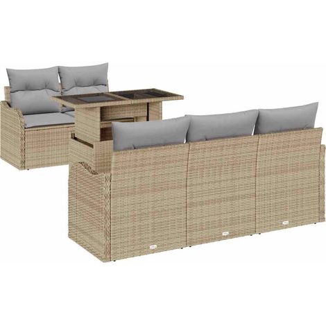 Maison Exclusive - Set Divano da Giardino con cuscino 6 pcs Beige polyrattan