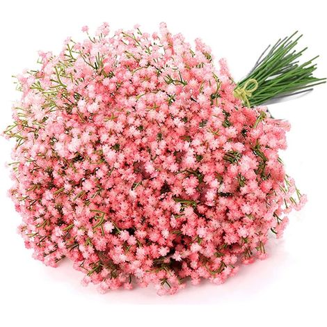 Lot de 6 branches de gypsophile artificielles réalistes pour mariage, composition florale, décoration intérieure (rose)-AquaForge (1/5)