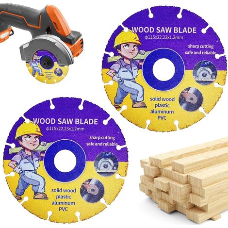 2 x 115mm Cutting Disc for Wood Angle Grinder Multi Wheel Hard Metal Saw Blade for Wood Plywood Rubber Plastic Woodworking (1/5)