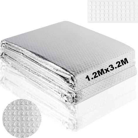 3.2 m Roll of Double Sided Aluminium Thermal Insulation 3 mm x 120 cm Heat and Cold Resistant Aluminium Back Radiator for Doors Rooftop Camper Cars and Walls (1/5)
