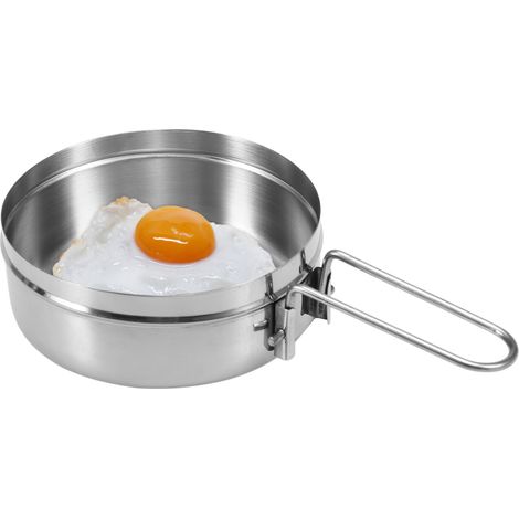 Eosnow 1L Edelstahl Kochenkessel tragbarer Camping -Rucksacktopf im Freien mit faltbarem Griff (1/5)