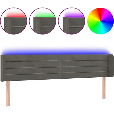 Maison Exclusive - Testiera a LED Grigio Scuro 183x16x78/88 cm in Velluto