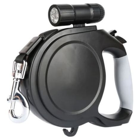 SABIR-Laisse rétractable de 8 m pour chien, extensible, avec lampe torche LED et frein à bouton unique pour petits chiens. (1/5)