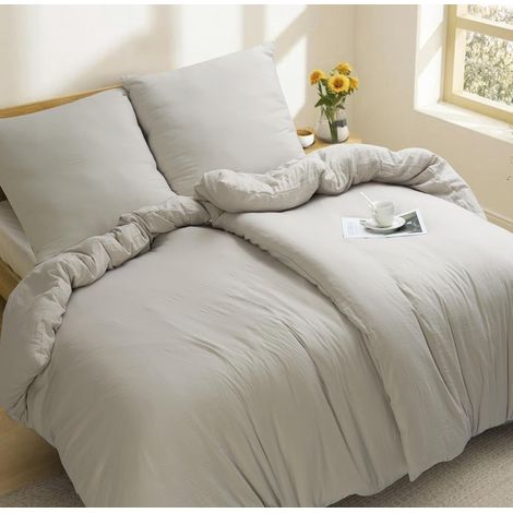 Set Biancheria Letto Cotone 135x200 cm 5 Pezzi Beige (1/5)