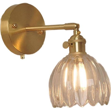 Applique murale LED vintage en verre ambré pour bureau, restaurant ou maison, décoration loft, interrupteur à tirette, lampe de chevet. (1/5)
