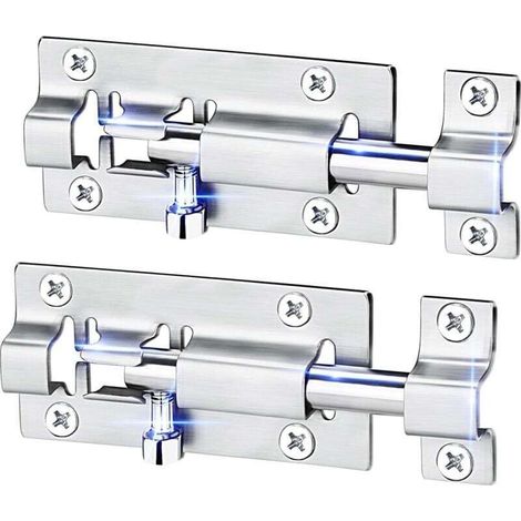 Confezione da 2 bulloni scorrevoli in acciaio inossidabile di grosso calibro da 3" con finitura spazzolata e 12 viti. (1/4)