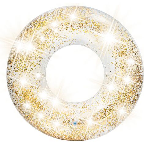 Intex – Bouée gonflable paillettes or 119 cm – Vinyle épais 30/100 – Poids max 100 kg – Pour baignade et loisirs aquatiques